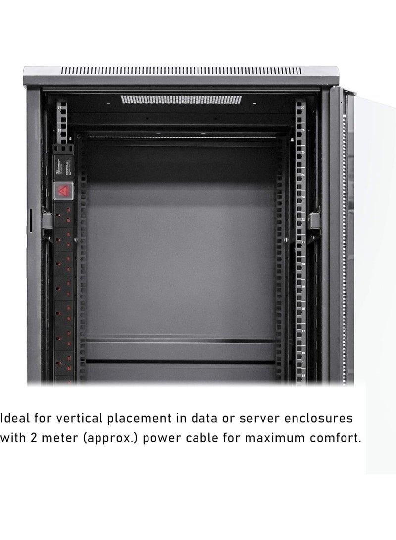 BEST ONE PDU 8 WAY rack-mounted 8-unit 13A UK Plug PDU Power Strip Network Cabinet Rack Socket 2M Extension Cable Standard Outlet Switch Supply Power Distribution Aluminum - Black Color - Image 5